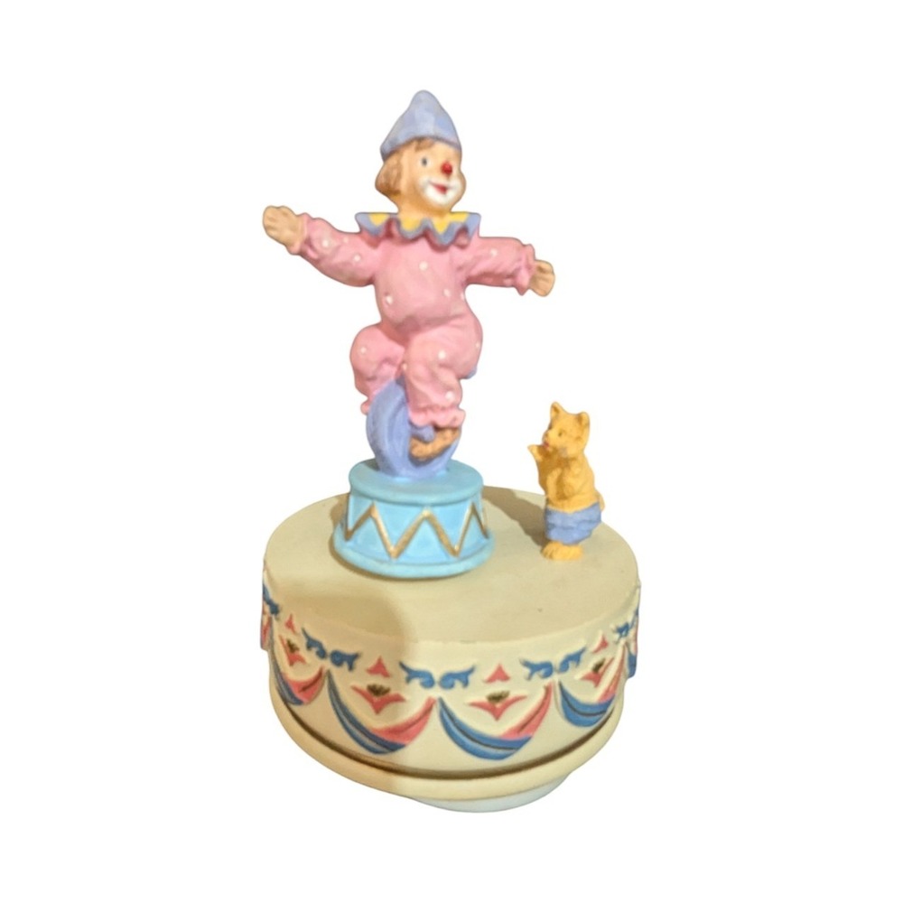Vintage Circus Clown Unicycle Music Box‎ Pink Blue Nursery Decor Taiwan